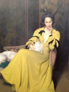 Portrait Painting by Sir Herbert James Gunn of Pauline in the Yellow Dress