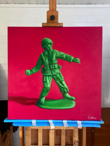 Toy Soldier with Grenade Oil Painting
