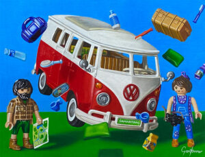 Drifting Away Toy Camper Van Oil Painting for Samarivans Fundraiser