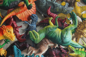 Detail of The Land Before Time Toy Dinosaur Oil Painting by Gary Armer