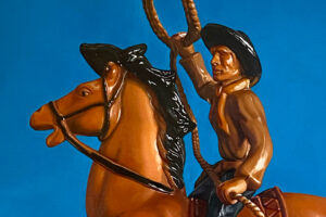 Close Up Detail of Cowboy Oil Painting