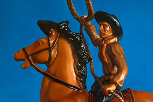 Detail of Oil Painting of Cowboy on Horse