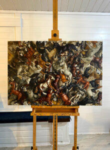 Horse Organised Chaos Oil Painting on Easel