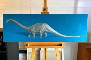 Retro Dinosaur Toy Oil Painting