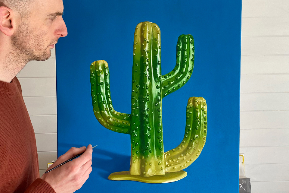 Gary Armer Artist Painting Toy Cactus