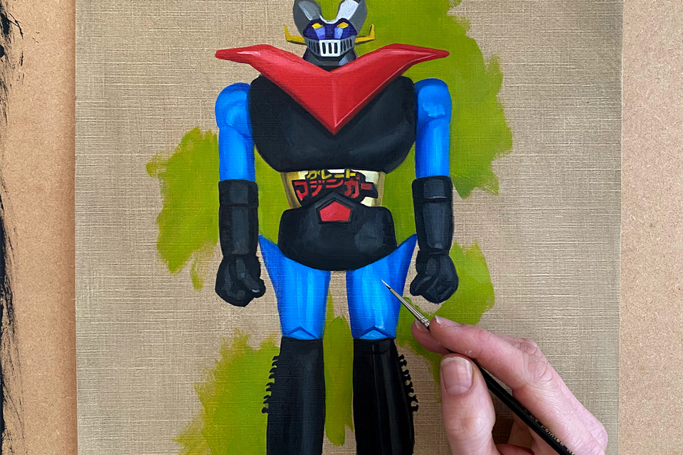 Gary Armer Painting Giant Robot Oil Study