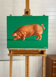Pink Pig Toy Oil Painting