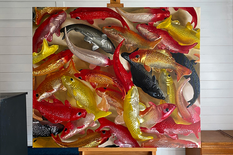 Perseverance Koi Carp Oil Painting