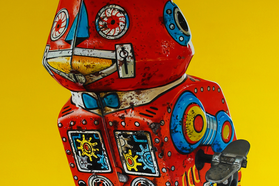 Detail of Machine Cute Robot Painting by Gary Armer