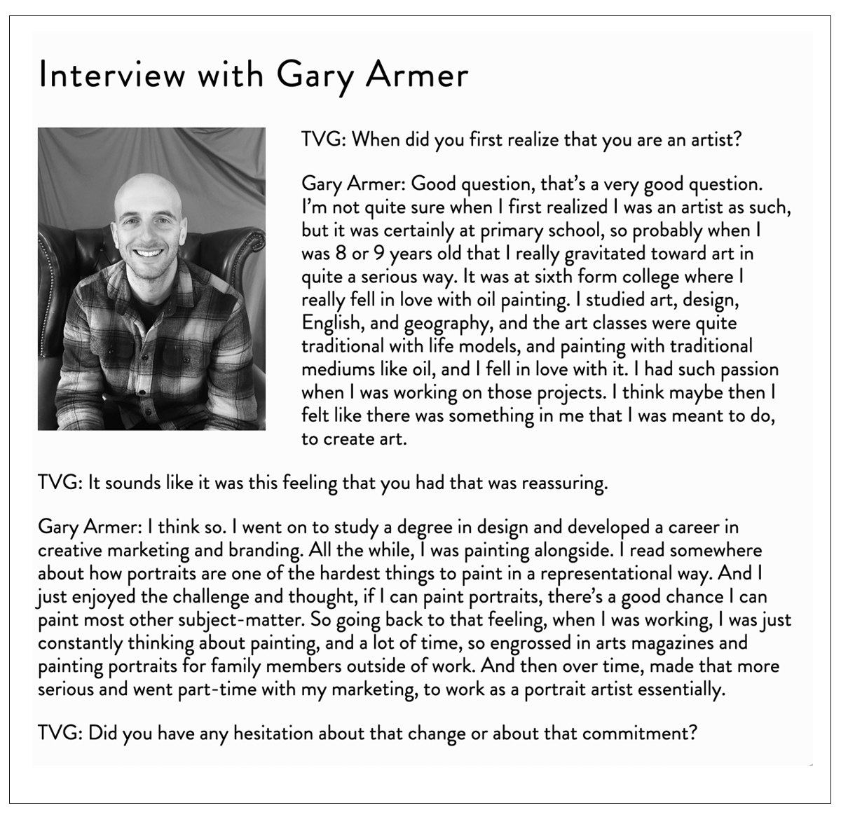 Gary Armer Interview with Thomas VanDyke Gallery