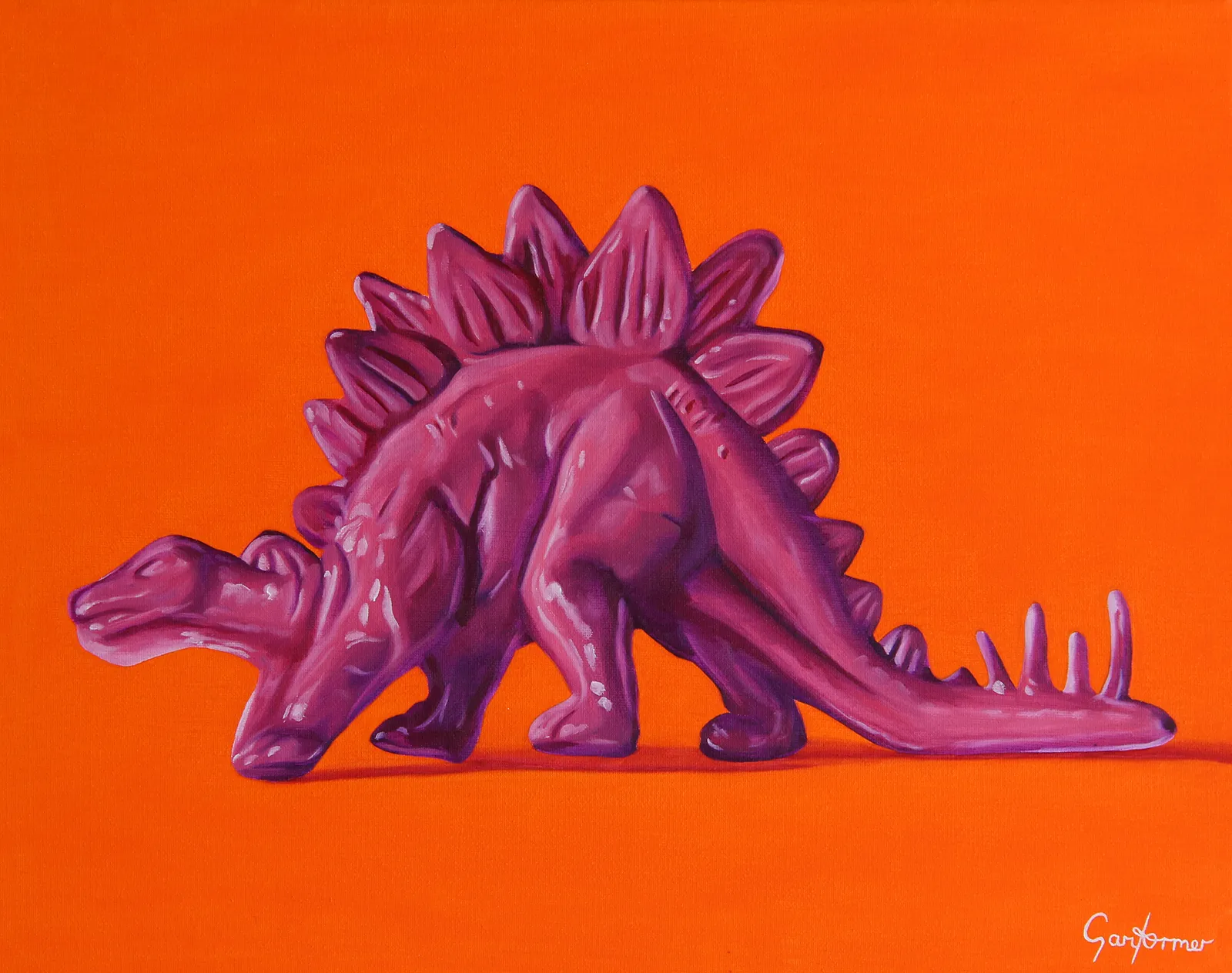 Plastic Plates Stegosaurus Oil Painting