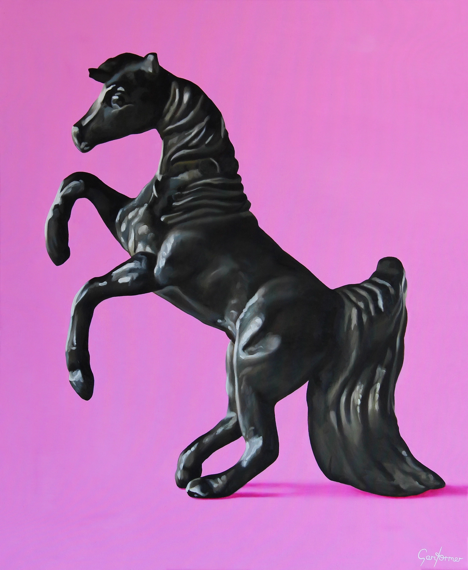 Plastic Power Black Horse Painting