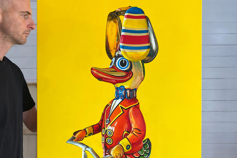 Gary Armer Retro Wind Up Tin Duck Painting